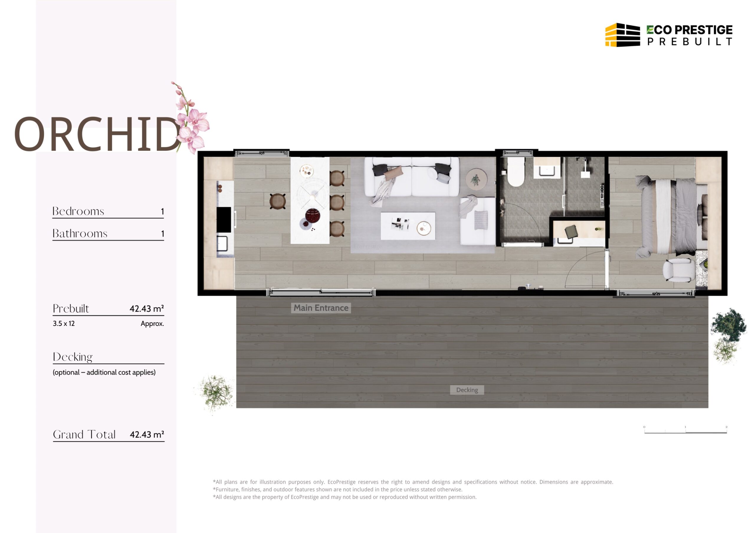 Orchid (42.43㎡ | 1 Beds, 1 Bath)