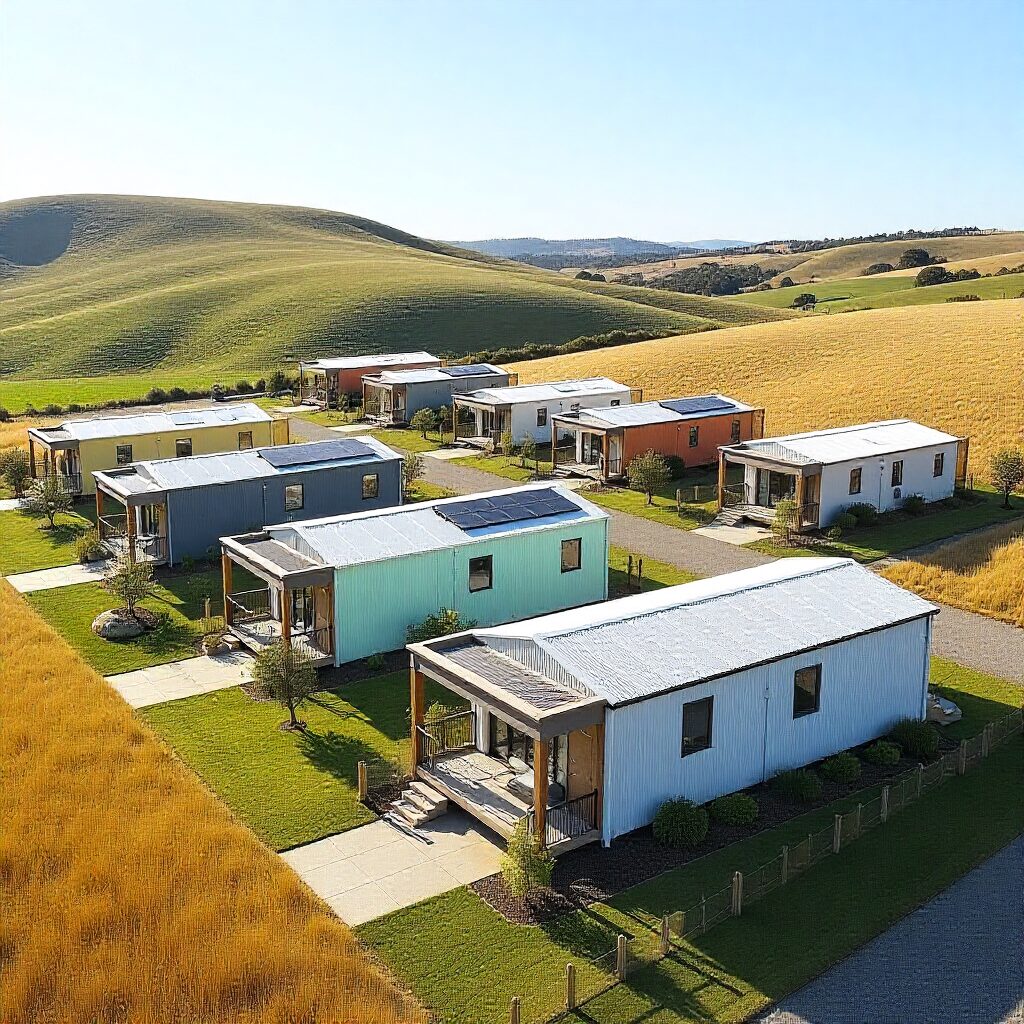 Factory-built module lifted and planted onsite.