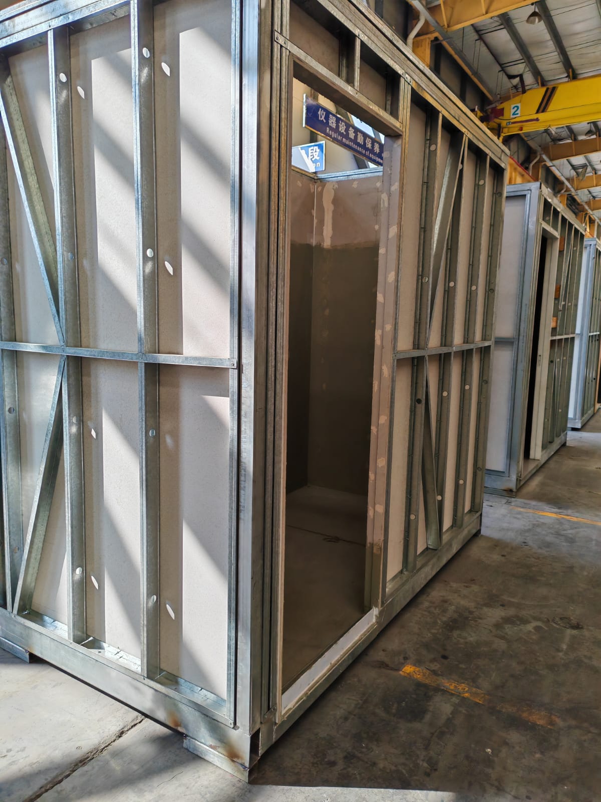 Galvanised steel frame modular units in the EcoPrestige factory